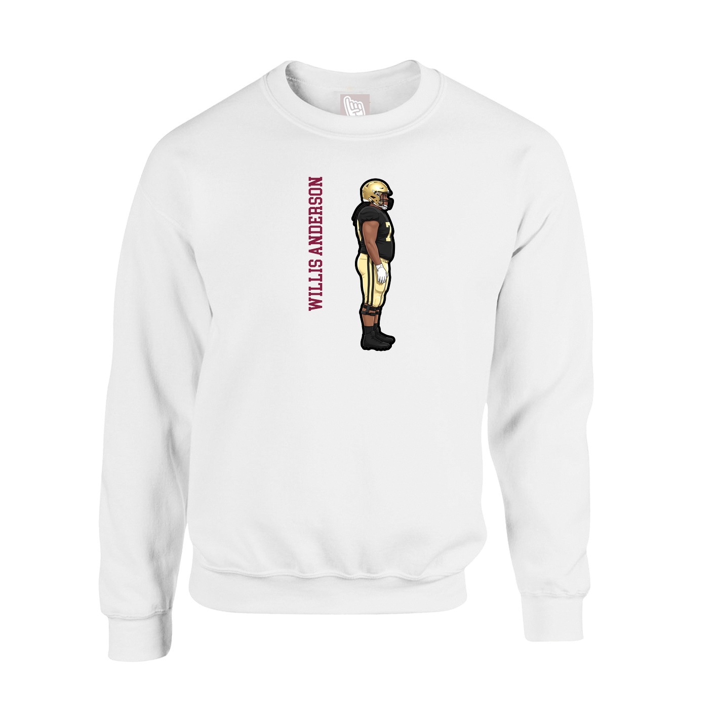 Fleece Crew — Name Vertical in White