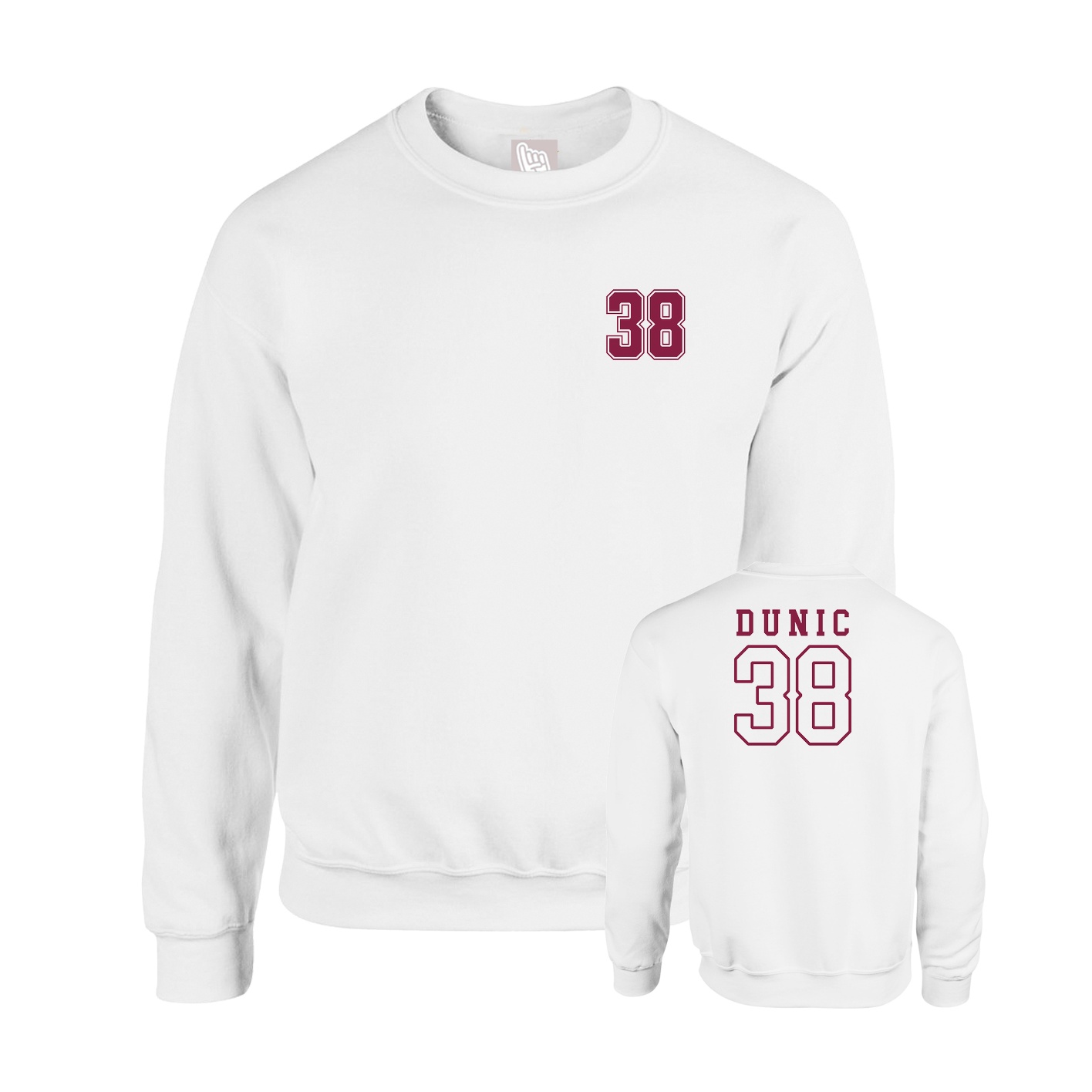 Fleece Crew — Chest Back in White