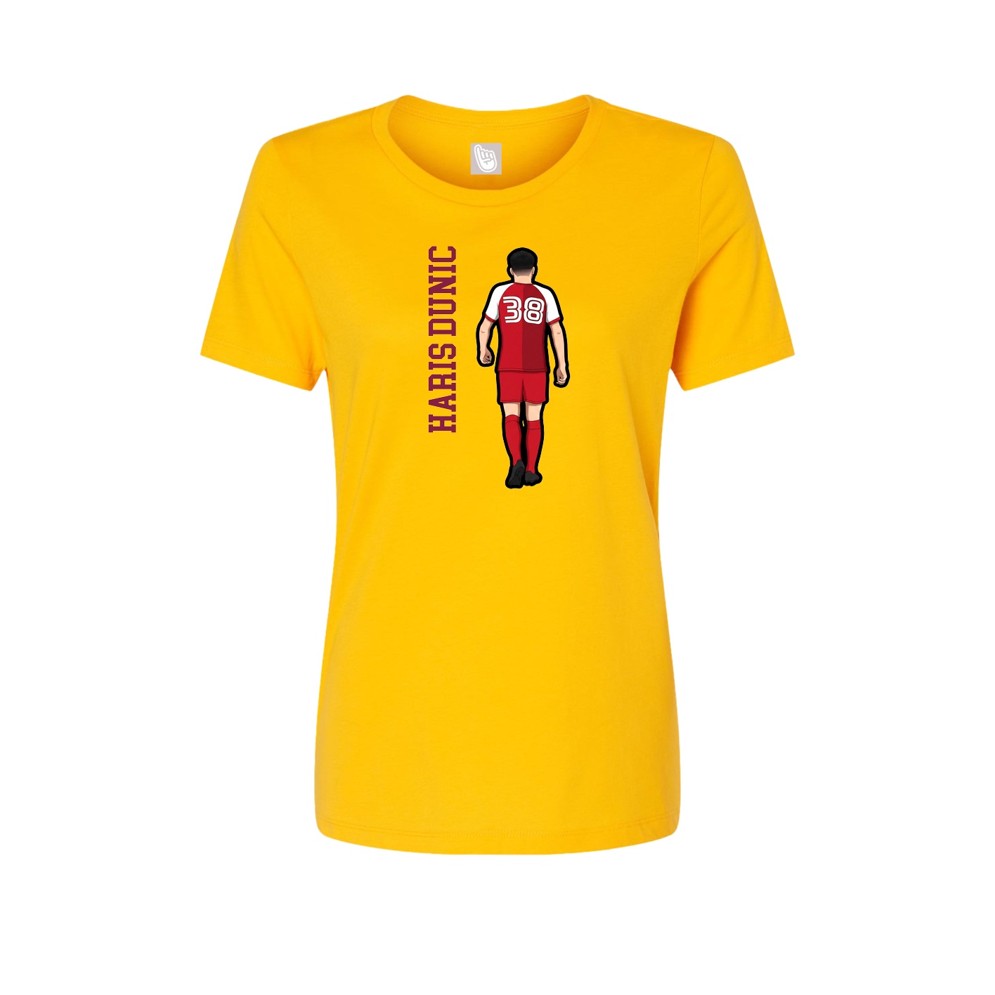 Fitted Women's Tee — Name Vertical in Gold