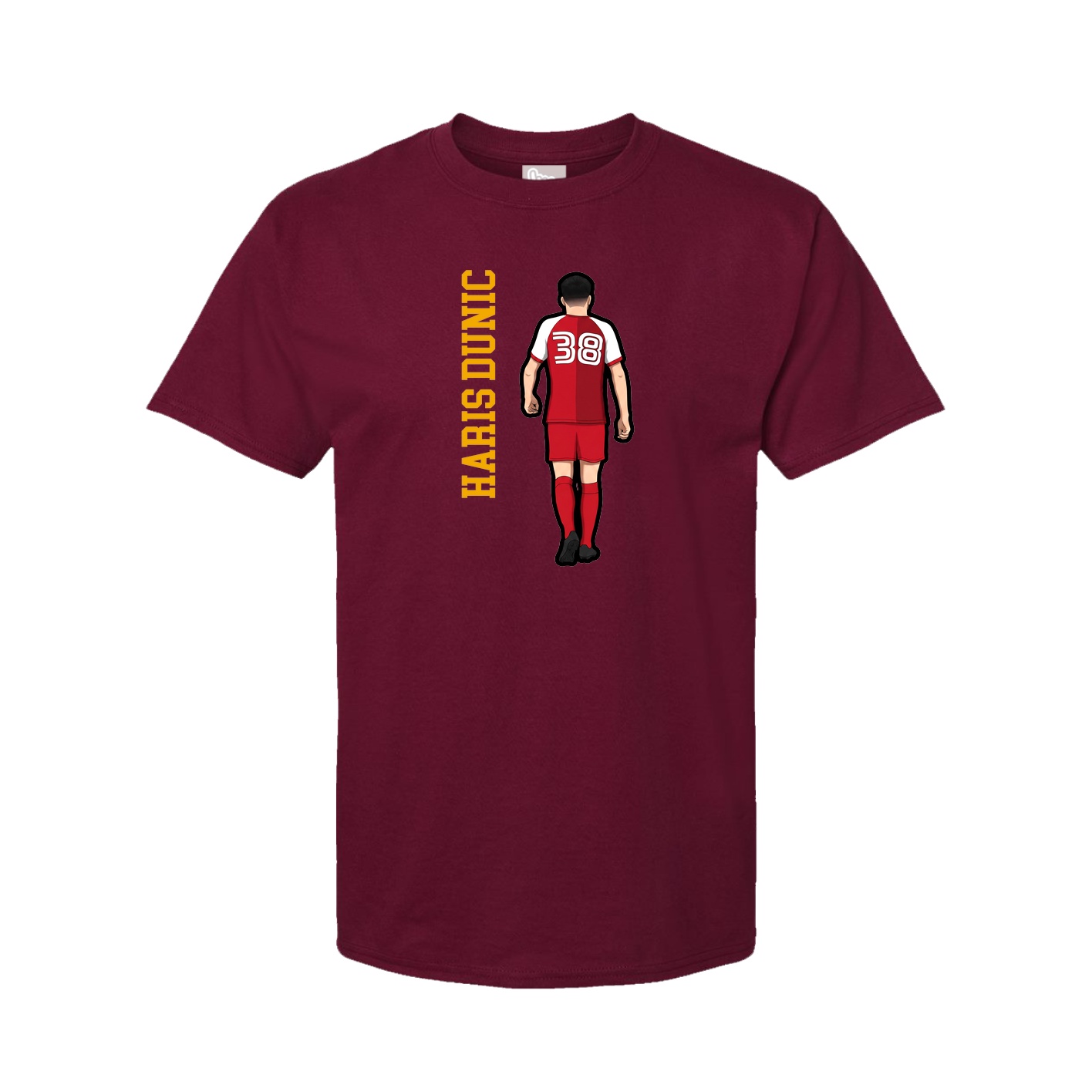 Youth Tee — Name Vertical in Cardinal