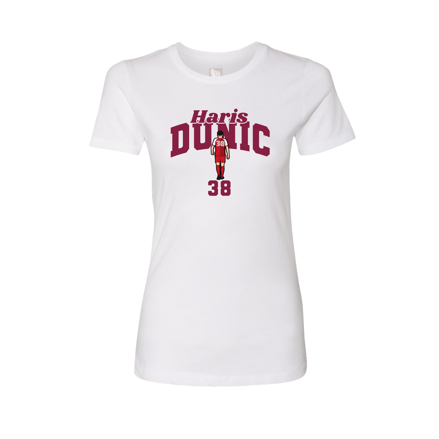 Fitted Women's Tee — Signature Arch in White