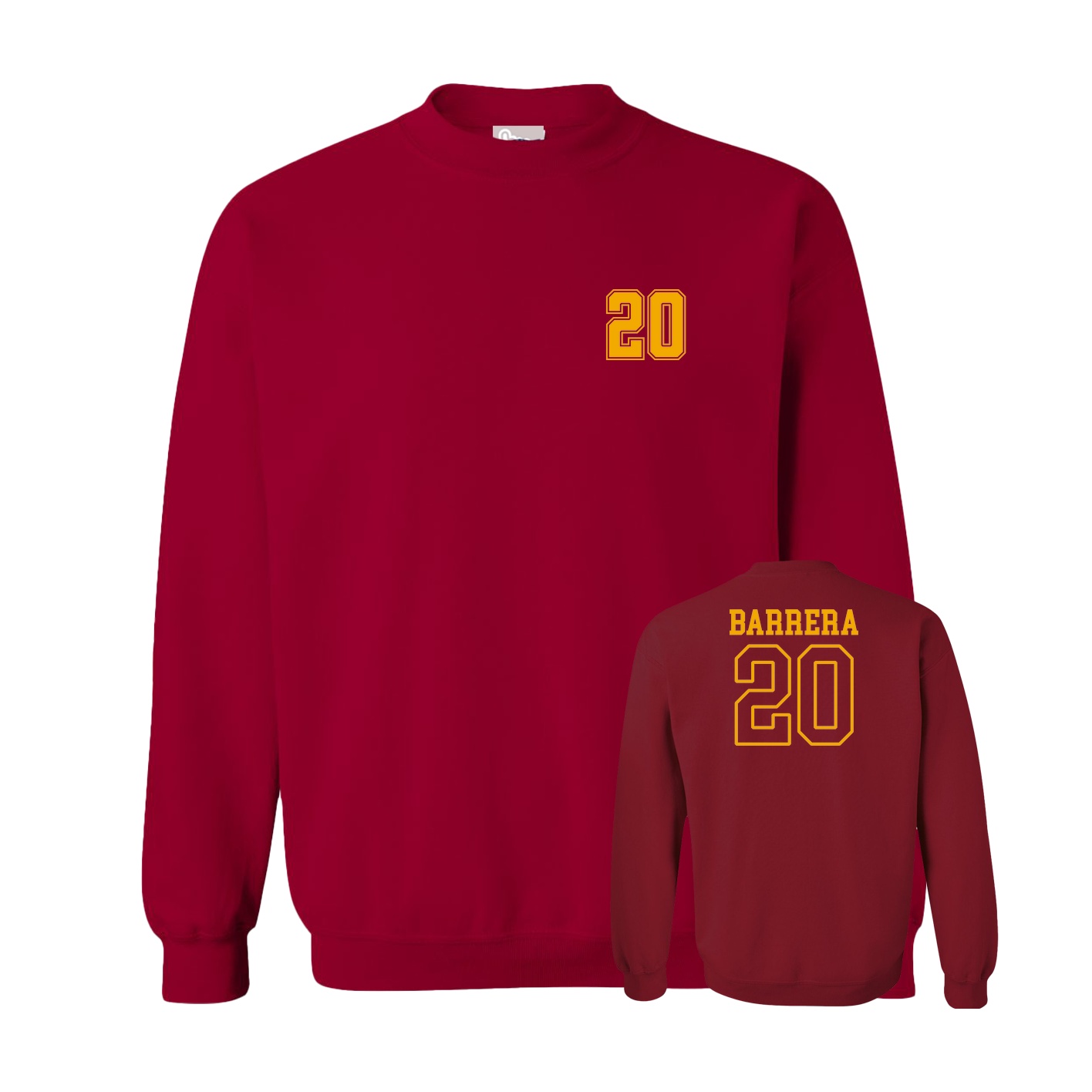 Fleece Crew — Chest Back in Cardinal