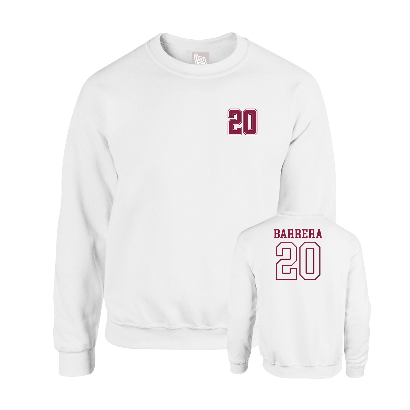 Fleece Crew — Chest Back in White