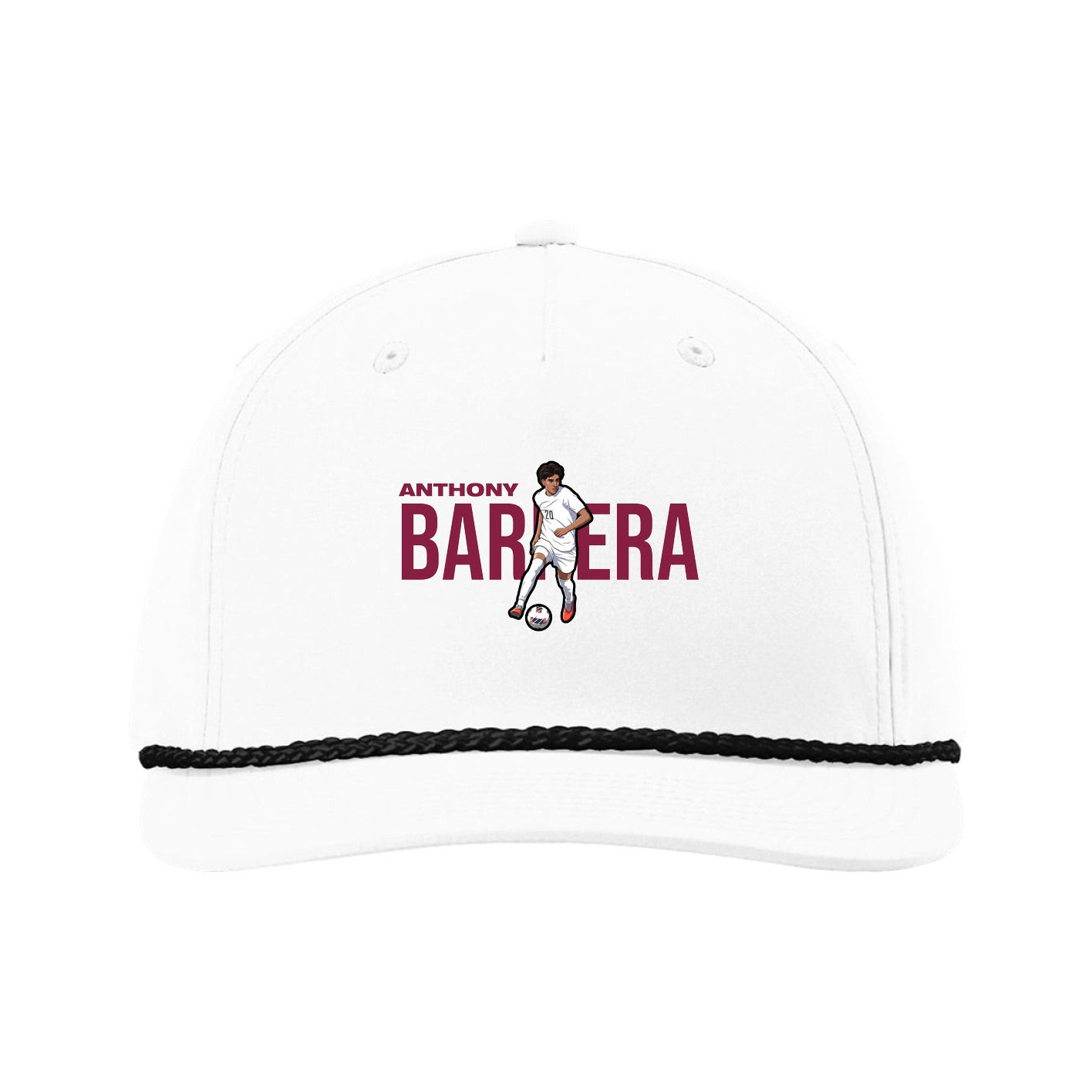 Five-Panel Classic Rope Cap — Player Name in White