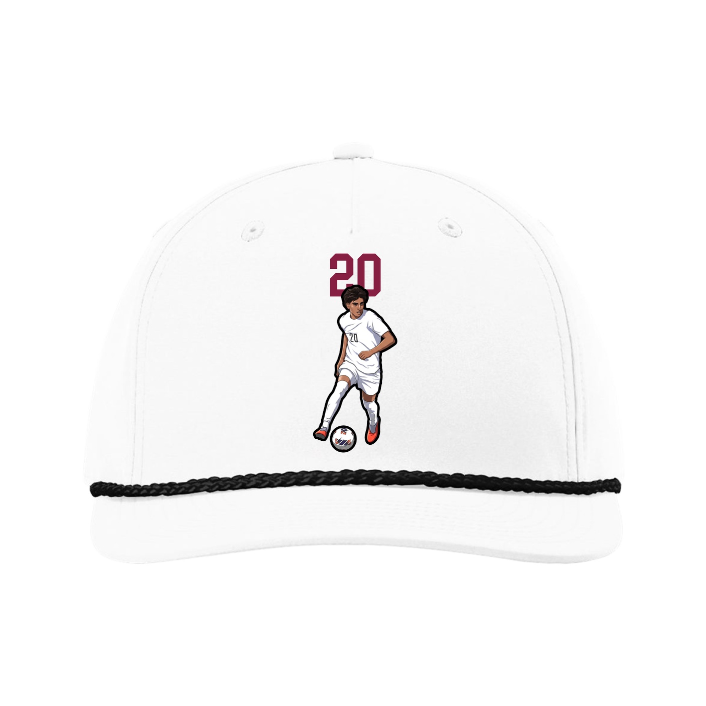 Five-Panel Classic Rope Cap — Number Top in White