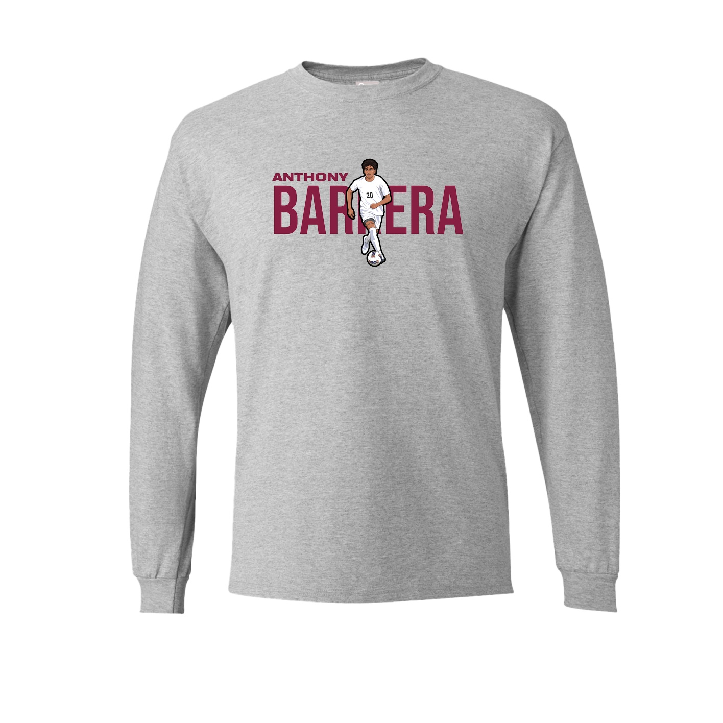 Long Sleeve Tee — Player Name in Grey