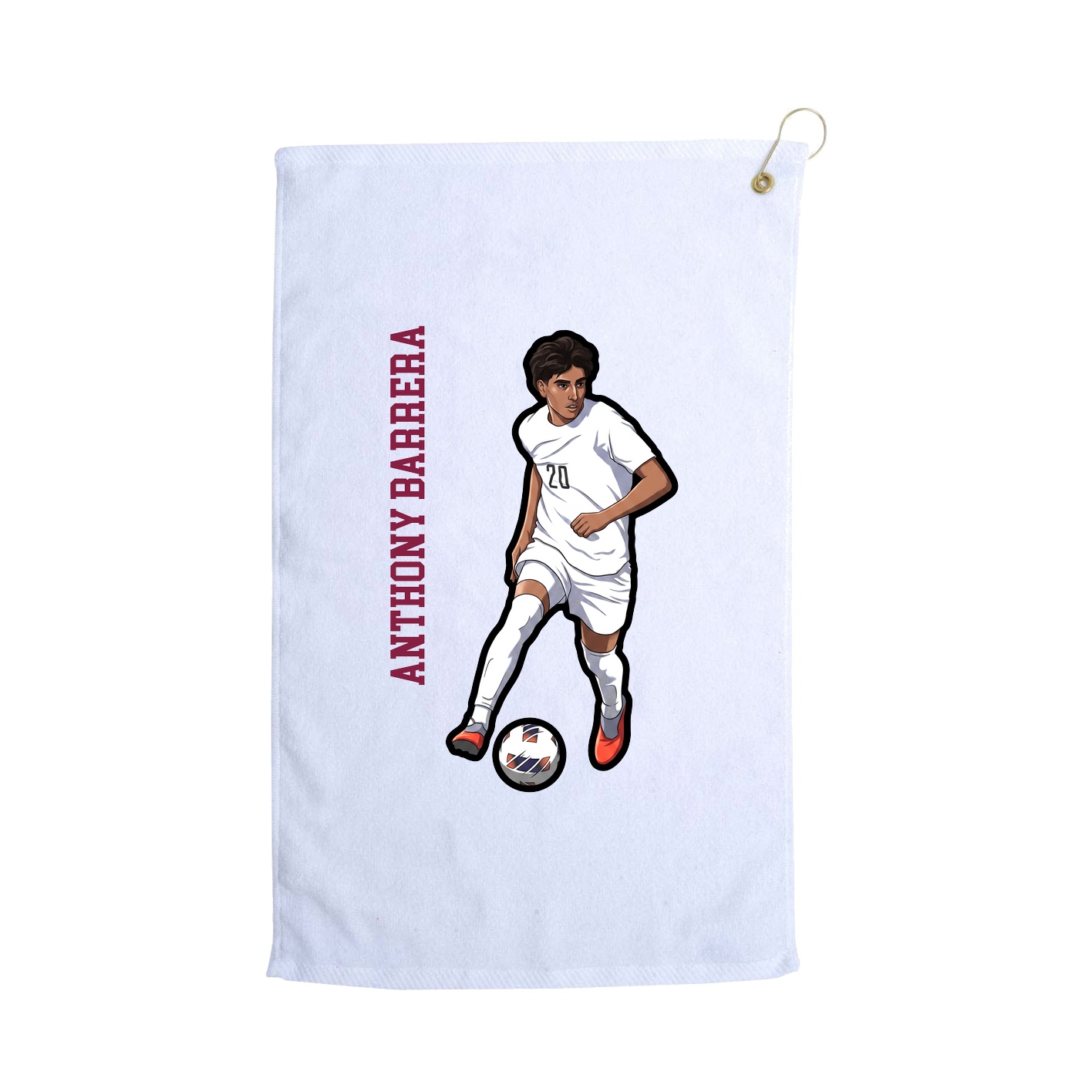 Golf Towel — Name Vertical in White