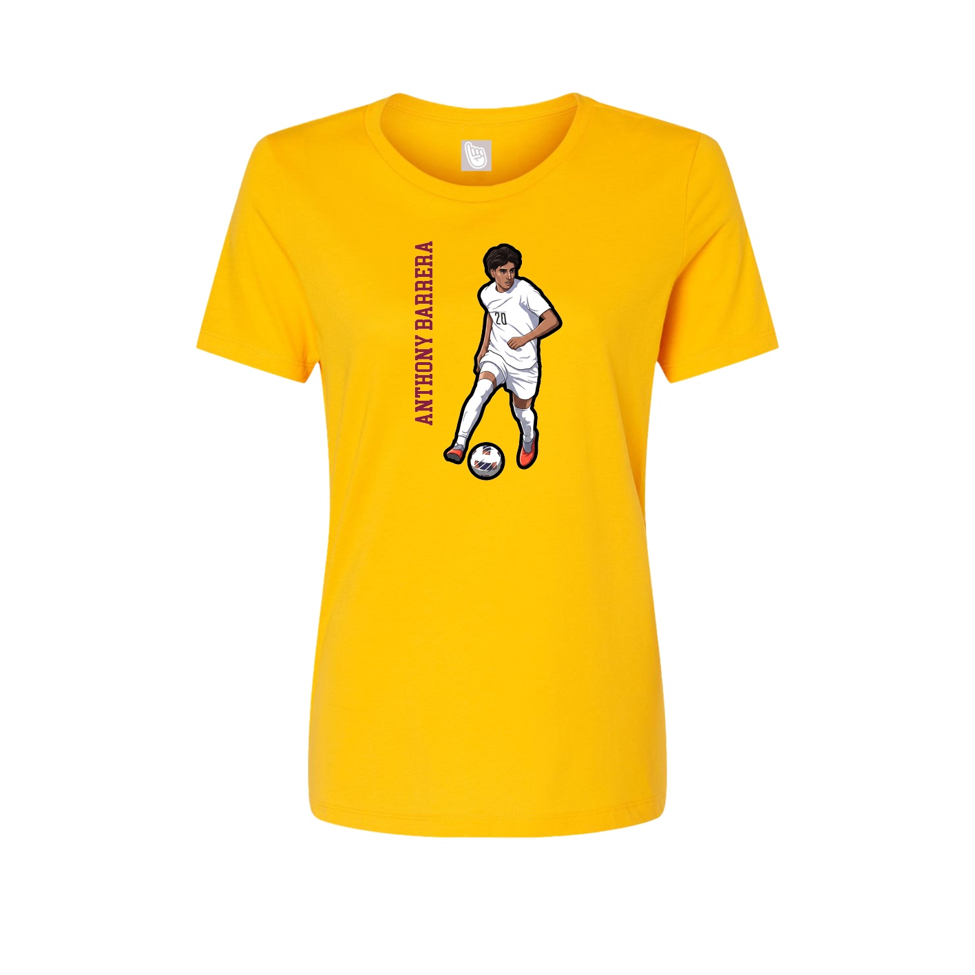 Fitted Women's Tee — Name Vertical in Gold