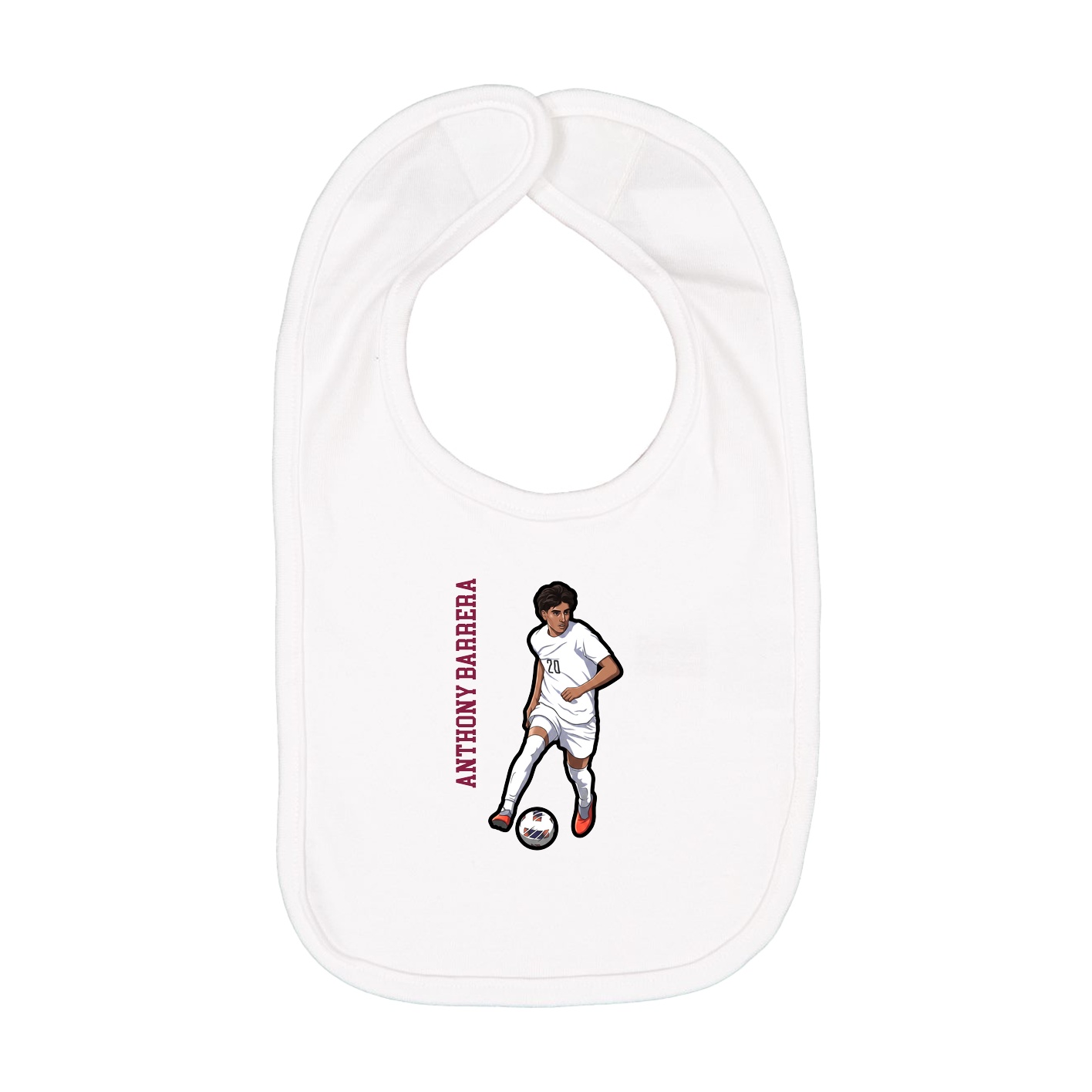 Infant Bib — Name Vertical in White