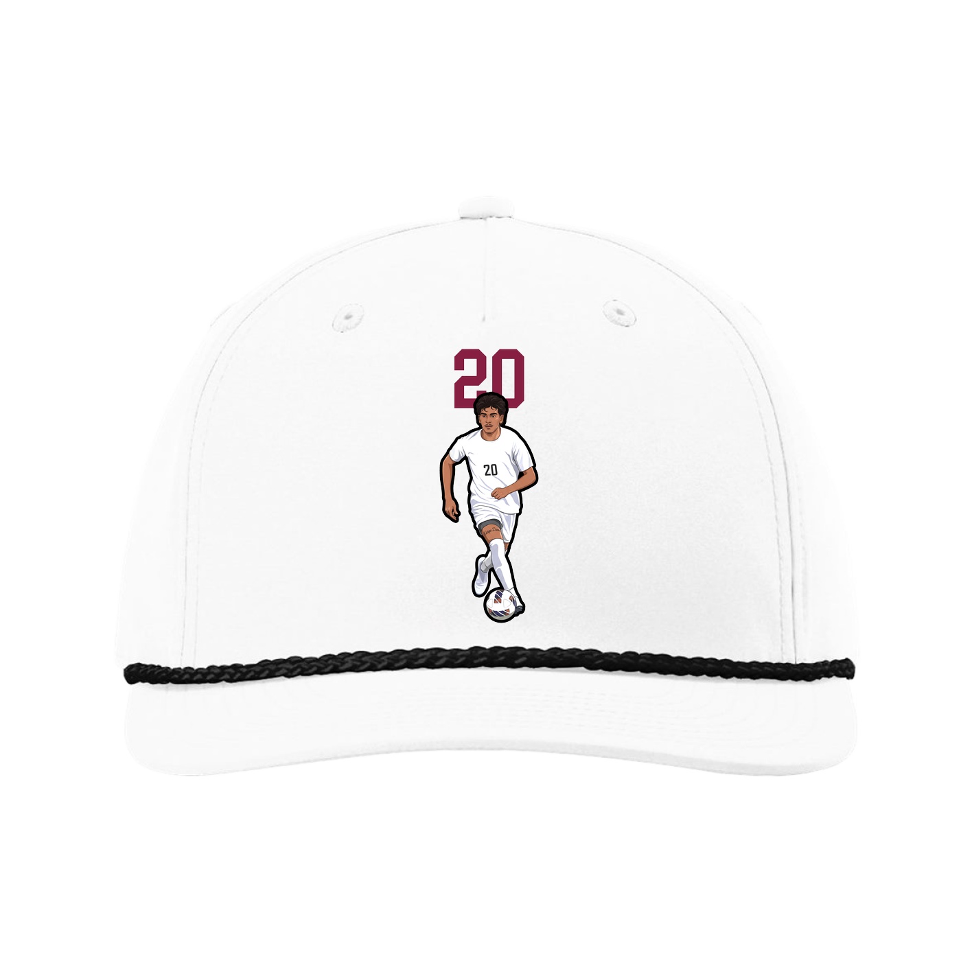Five-Panel Classic Rope Cap — Number Top in White