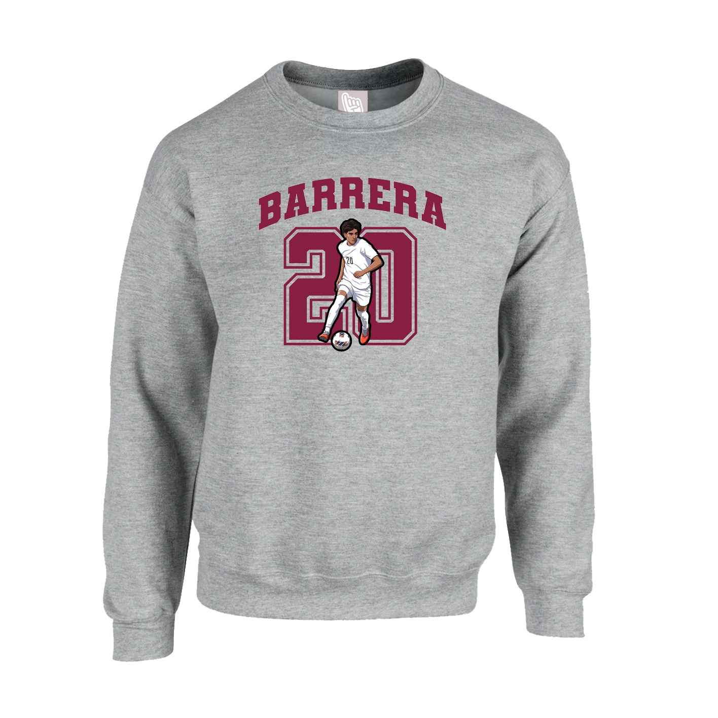 Fleece Crew — Number in Grey