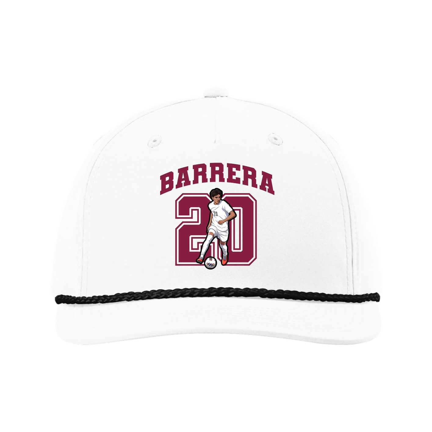 Five-Panel Classic Rope Cap — Number in White
