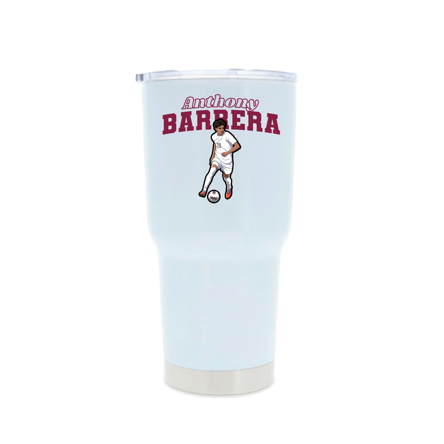 30oz Stainless Steel Tumbler — Name Arch in White