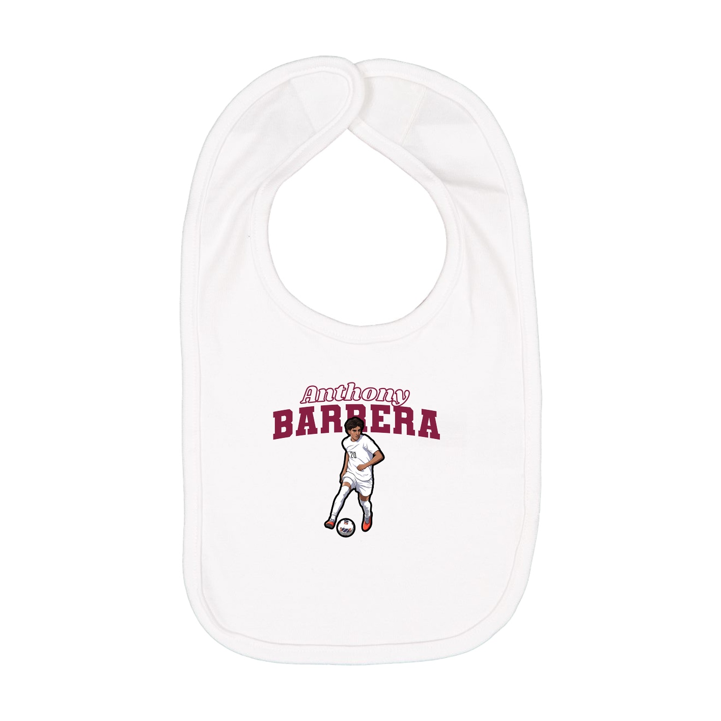Infant Bib — Name Arch in White