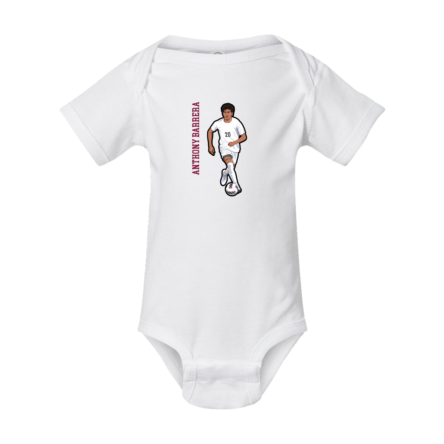 Baby Onesie — Name Vertical in White