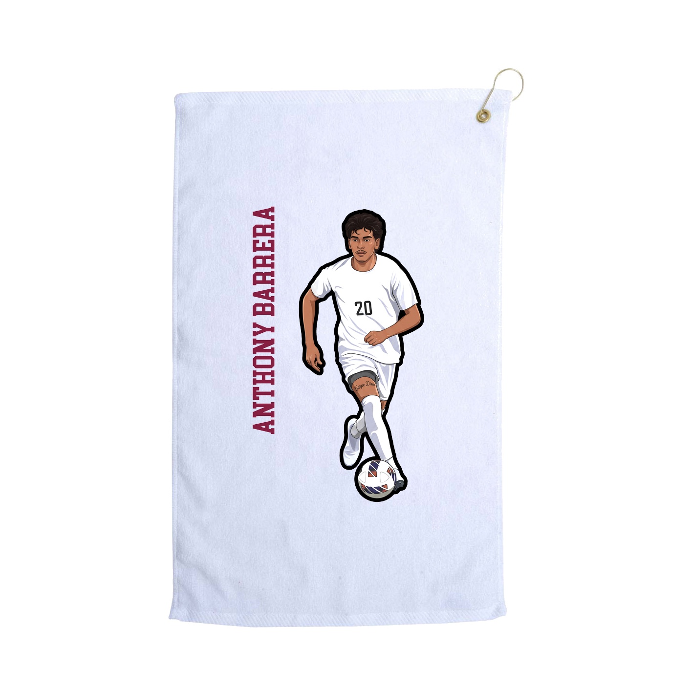 Golf Towel — Name Vertical in White