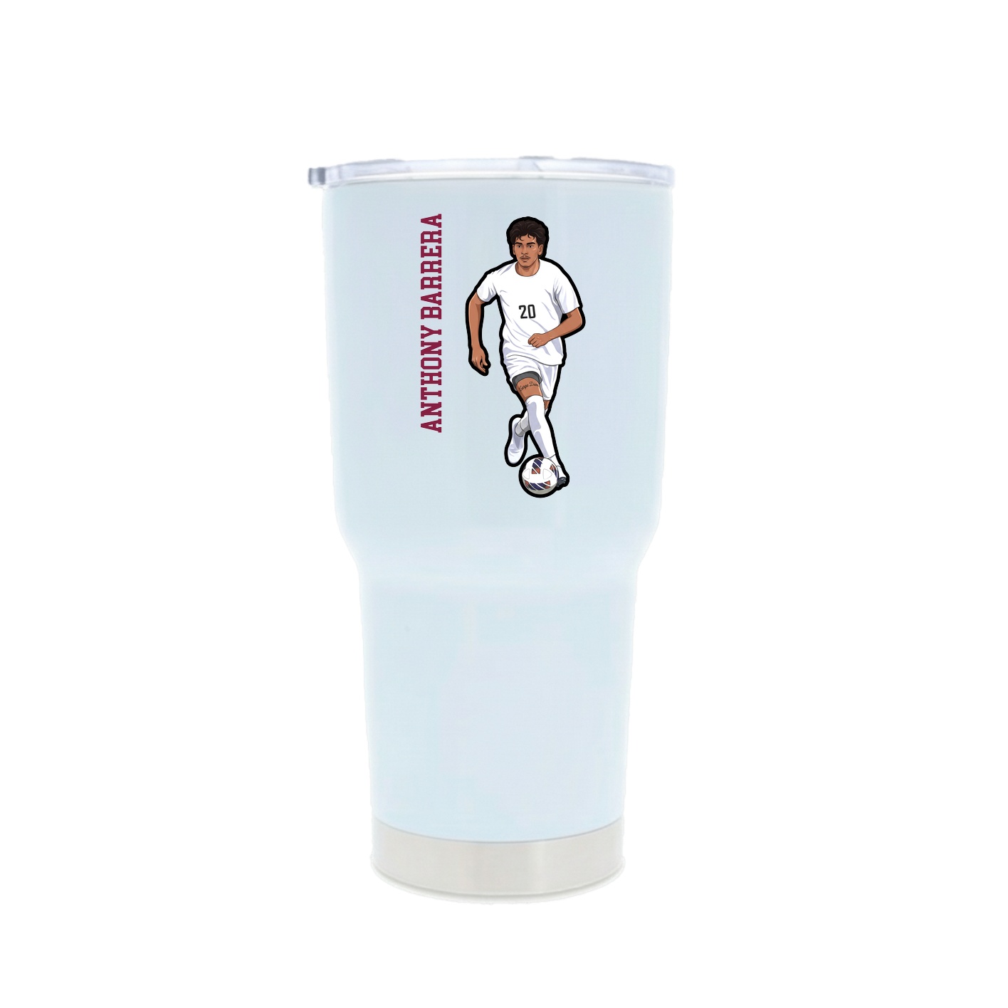 30oz Stainless Steel Tumbler — Name Vertical in White