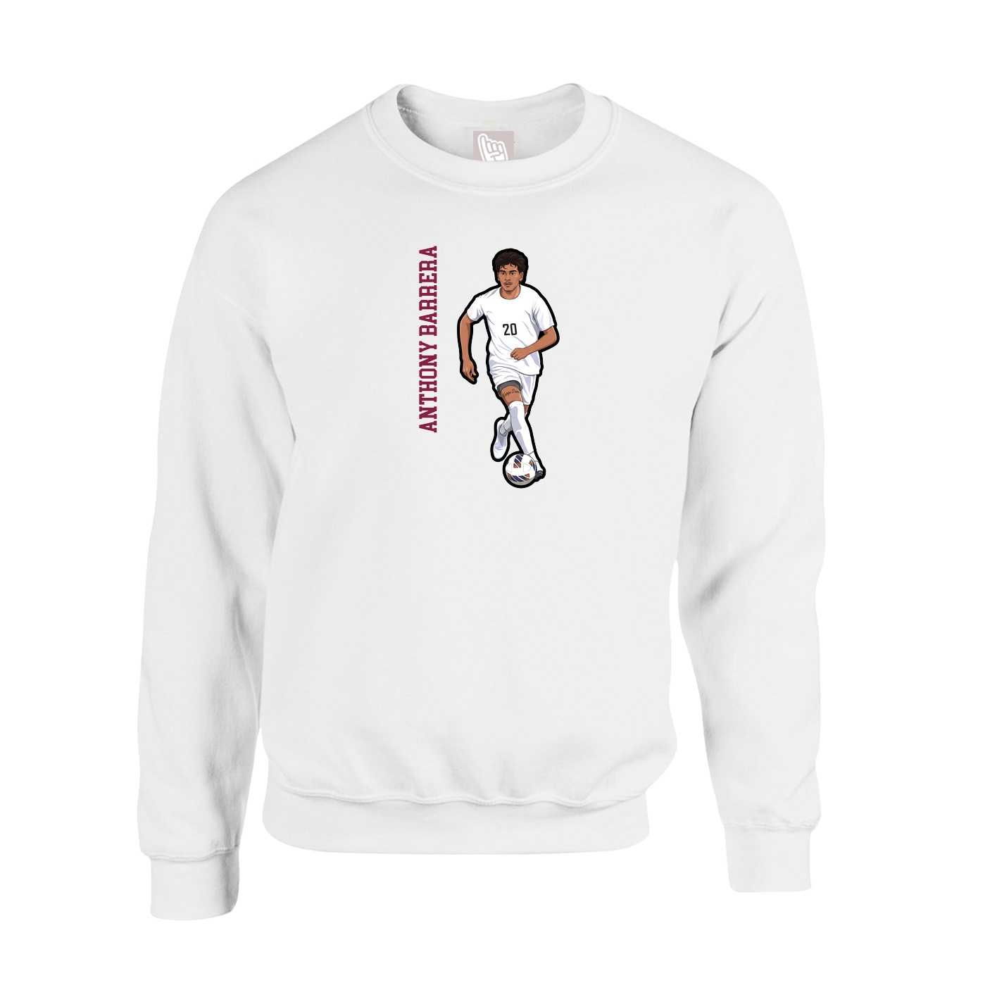 Fleece Crew — Name Vertical in White