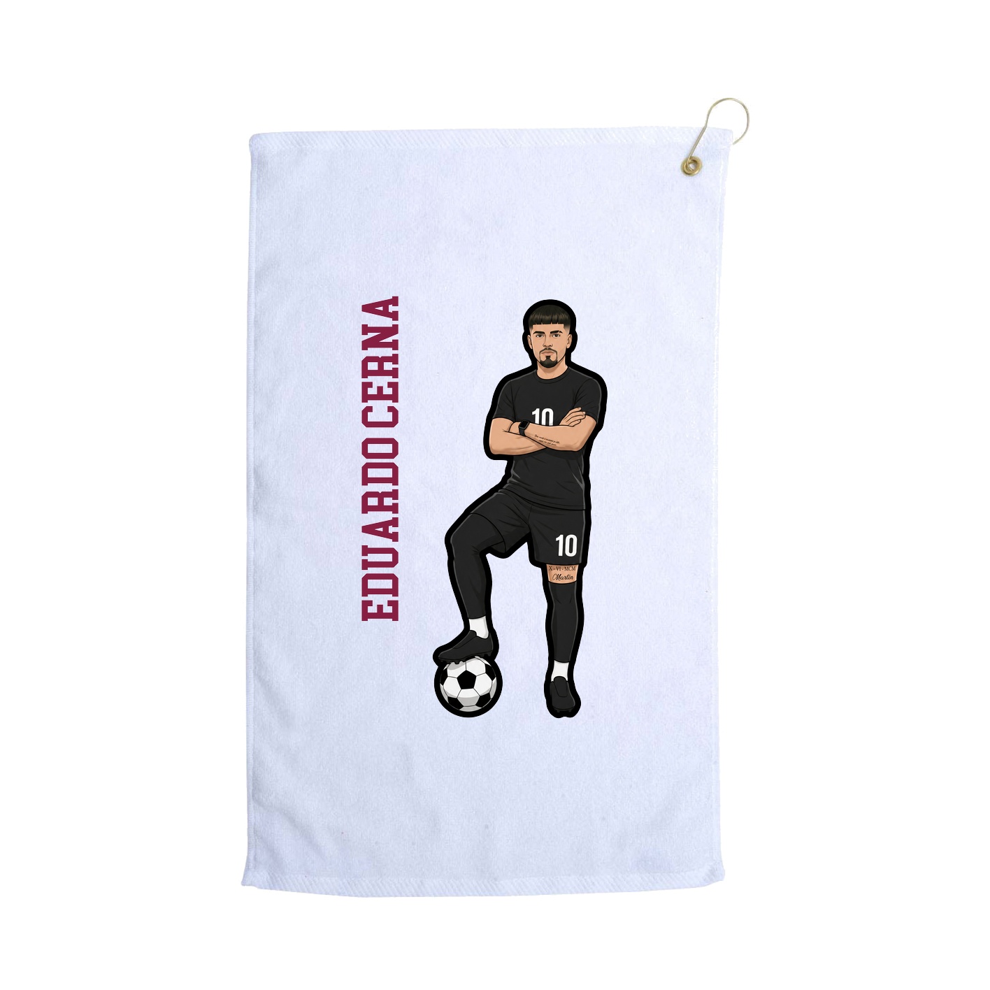 Golf Towel — Name Vertical in White