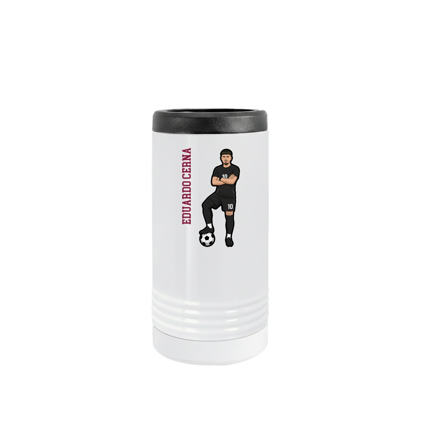 Slim Beverage Holder — Name Vertical in White