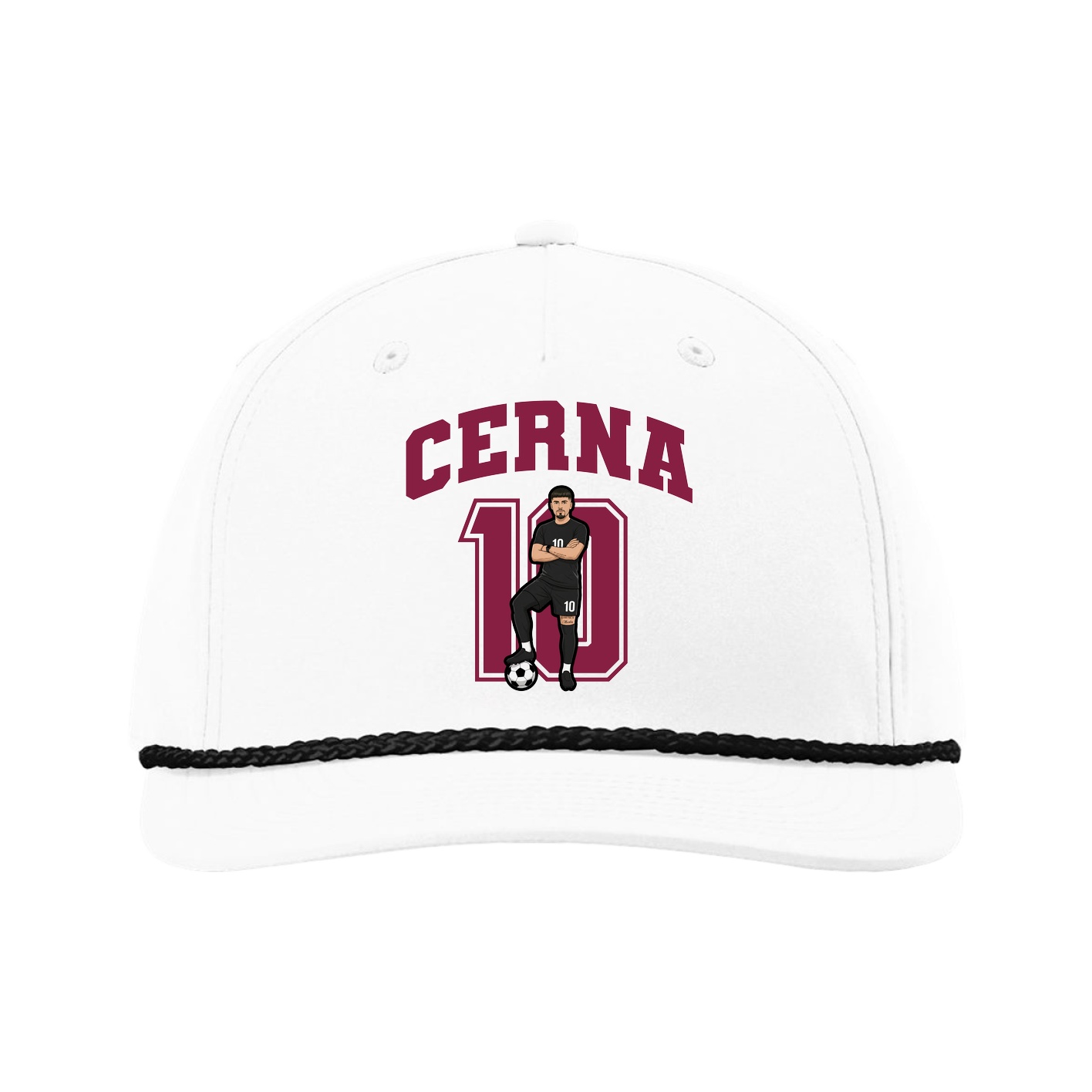 Five-Panel Classic Rope Cap — Number in White