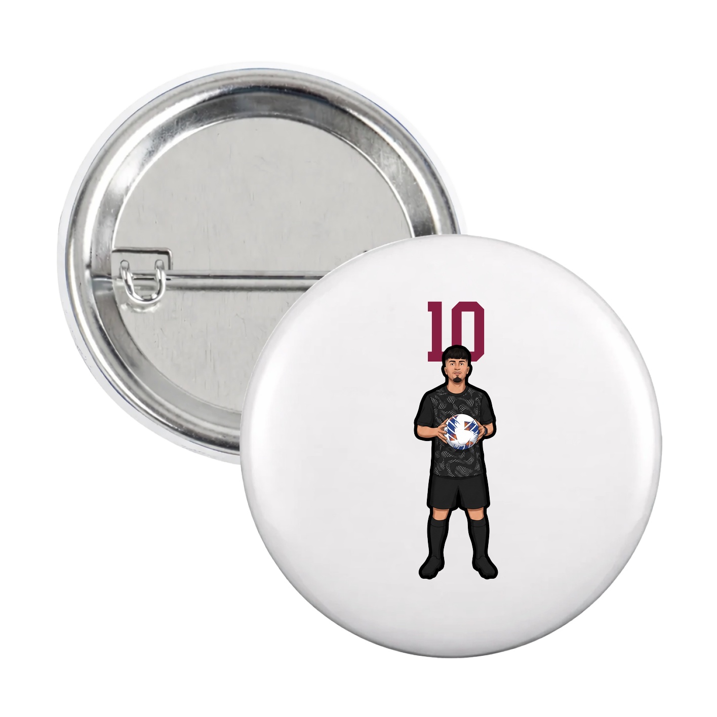 Game Day Button — Number Top in White