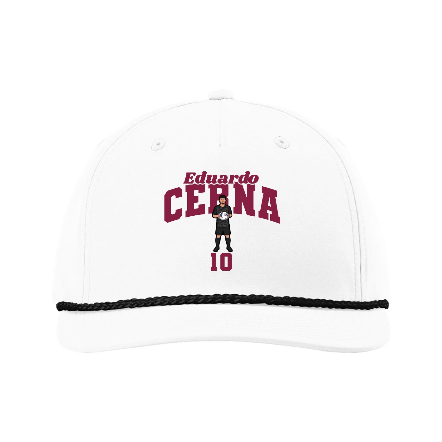Five-Panel Classic Rope Cap — Signature Arch in White