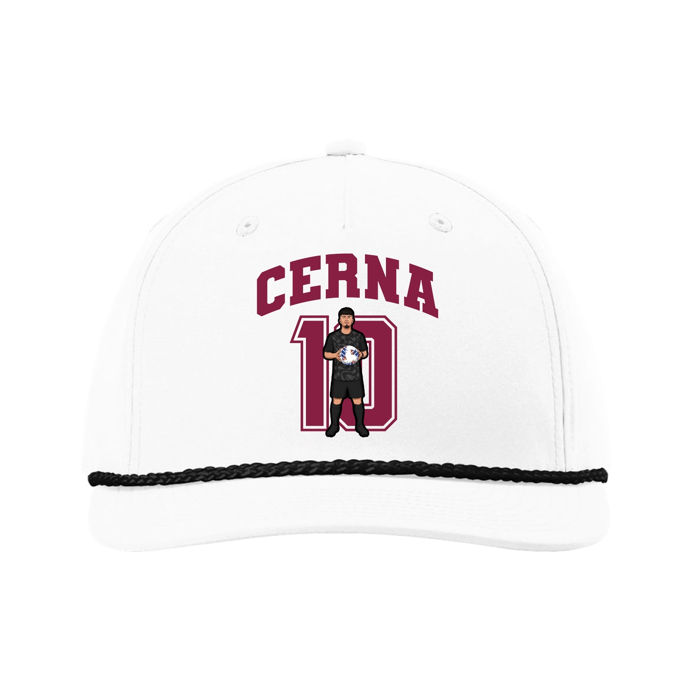 Five-Panel Classic Rope Cap — Number in White