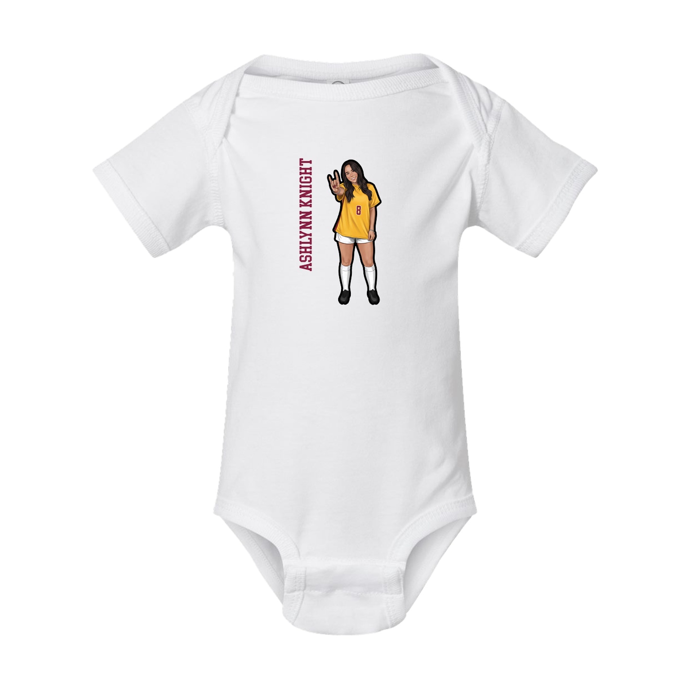 Baby Onesie — Name Vertical in White