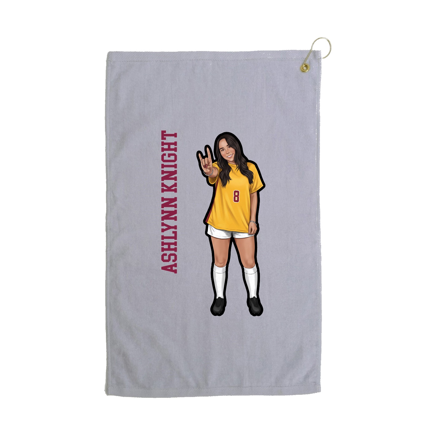 Golf Towel — Name Vertical in Grey
