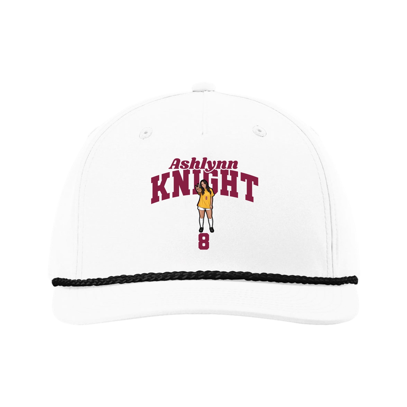Five-Panel Classic Rope Cap — Signature Arch in White
