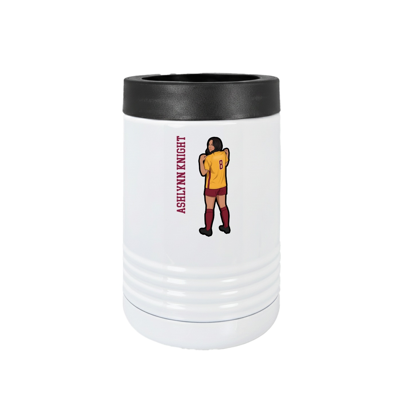 Beverage Holder — Name Vertical in White