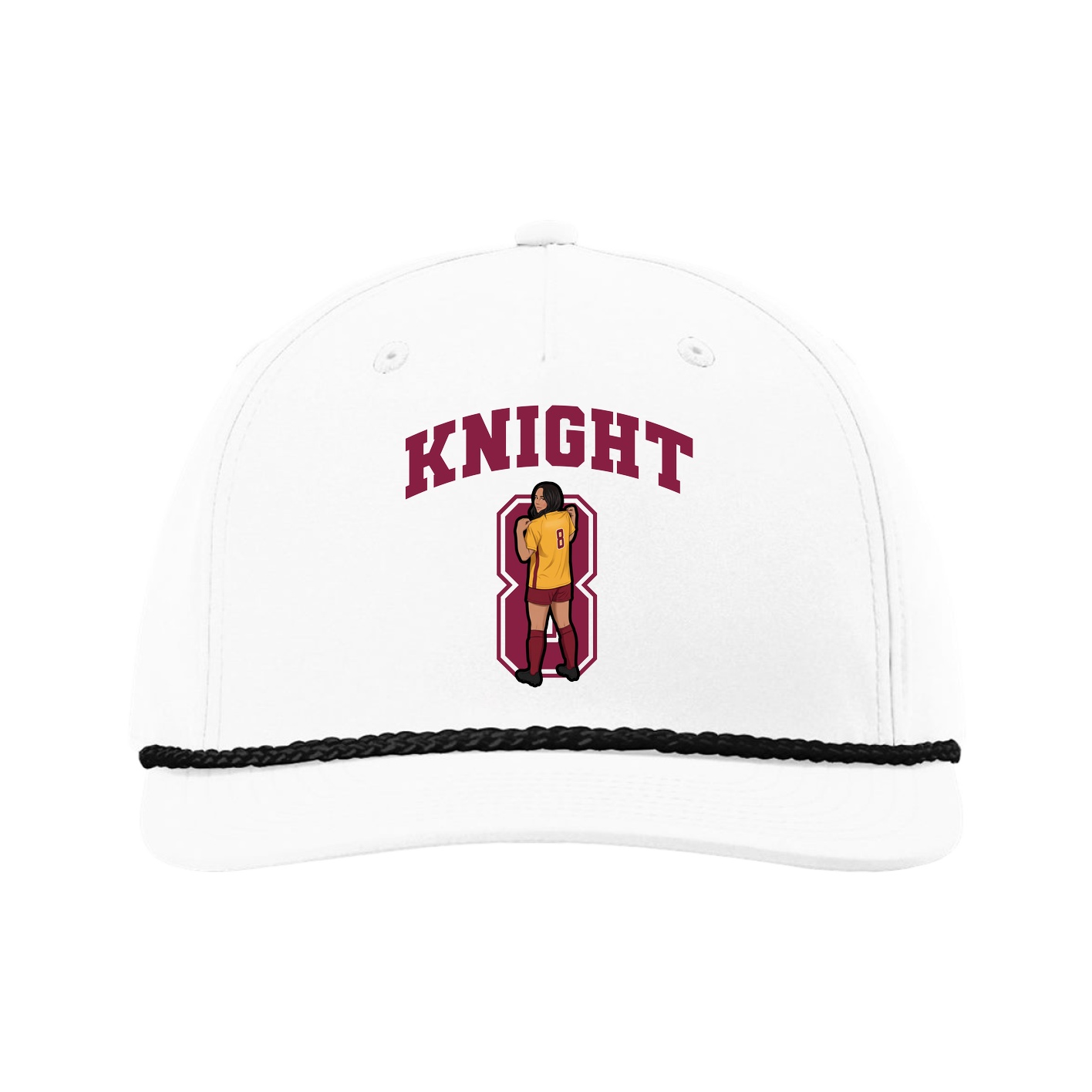 Five-Panel Classic Rope Cap — Number in White