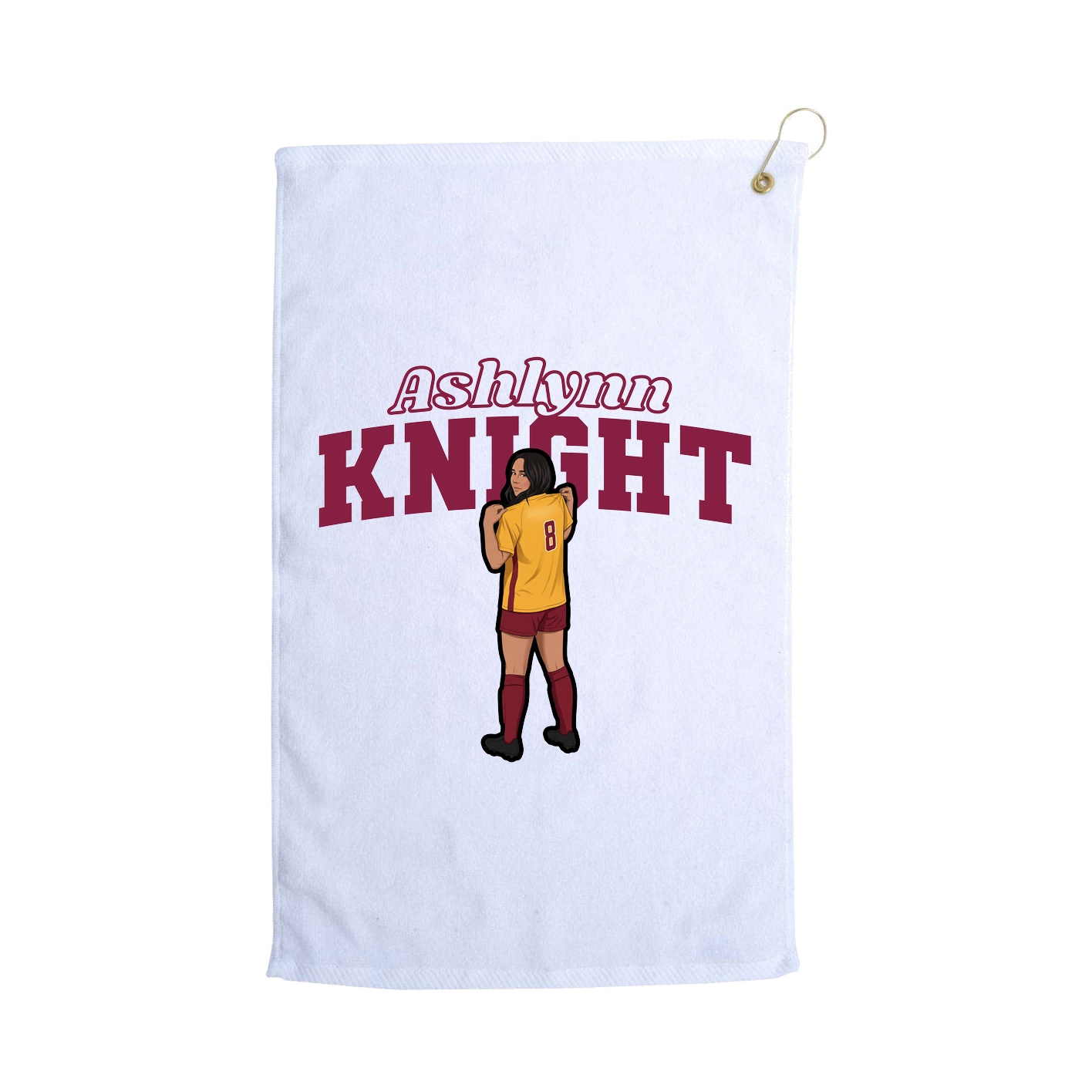 Golf Towel — Name Arch in White