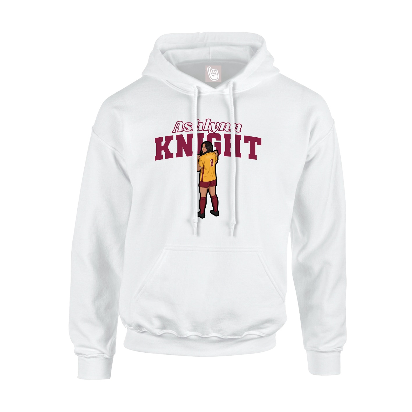 Youth Hoodie — Name Arch in White