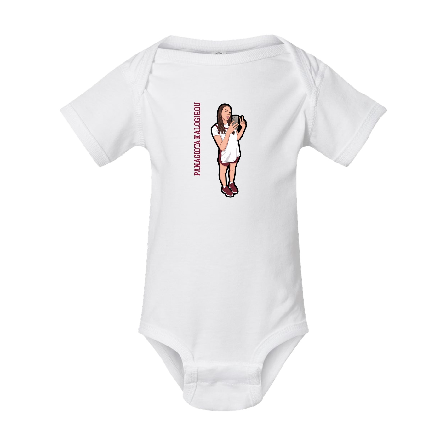 Baby Onesie — Name Vertical in White