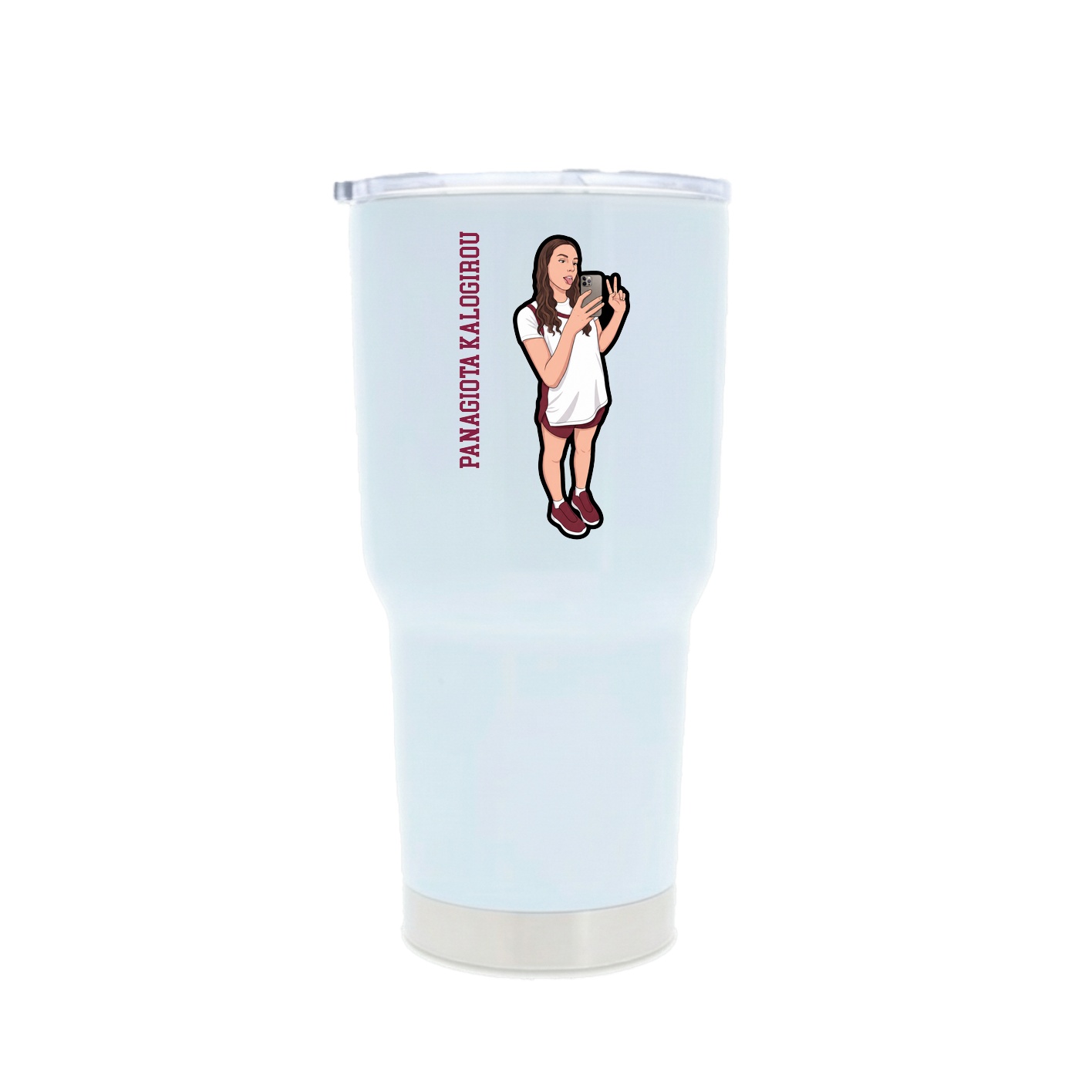 30oz Stainless Steel Tumbler — Name Vertical in White