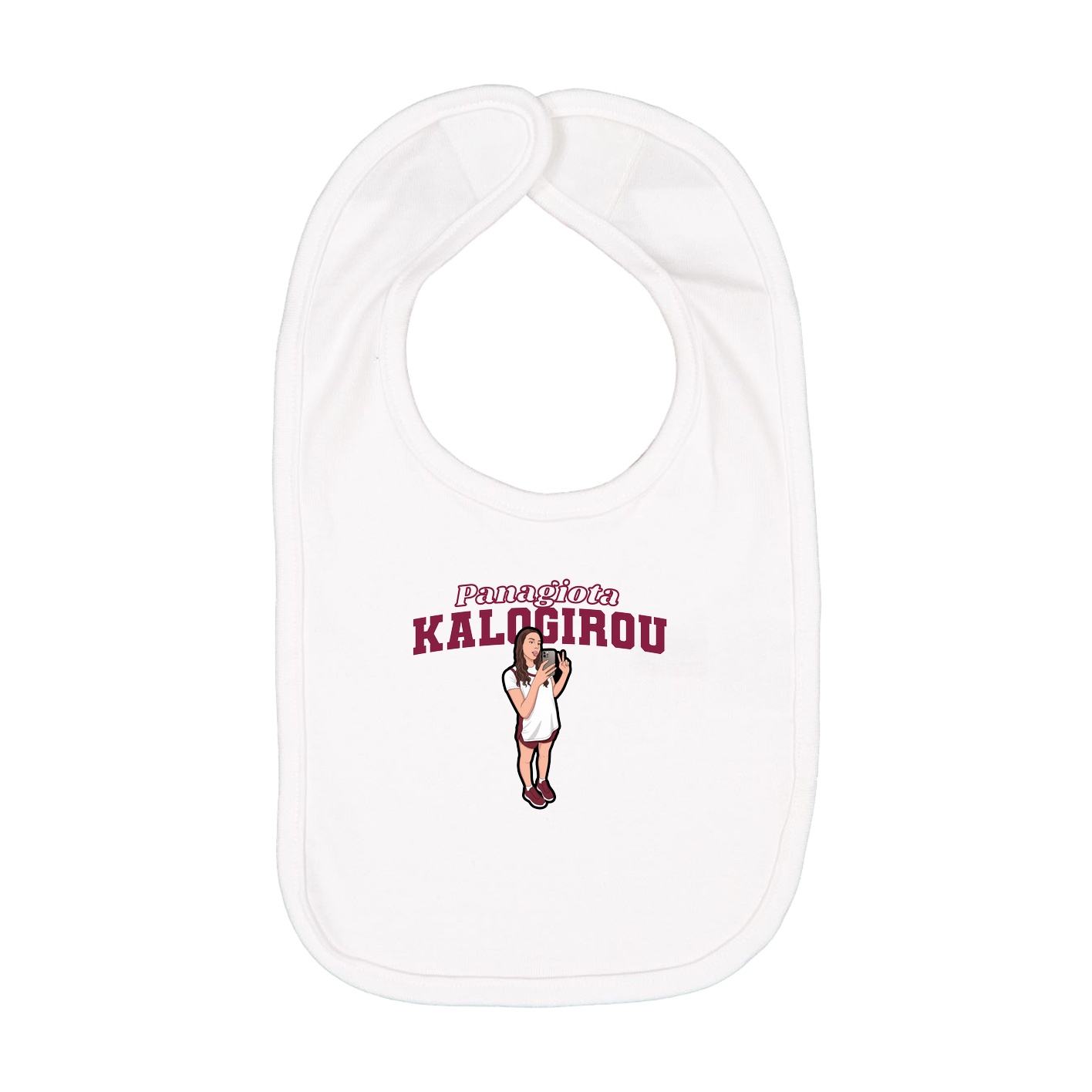 Infant Bib — Name Arch in White