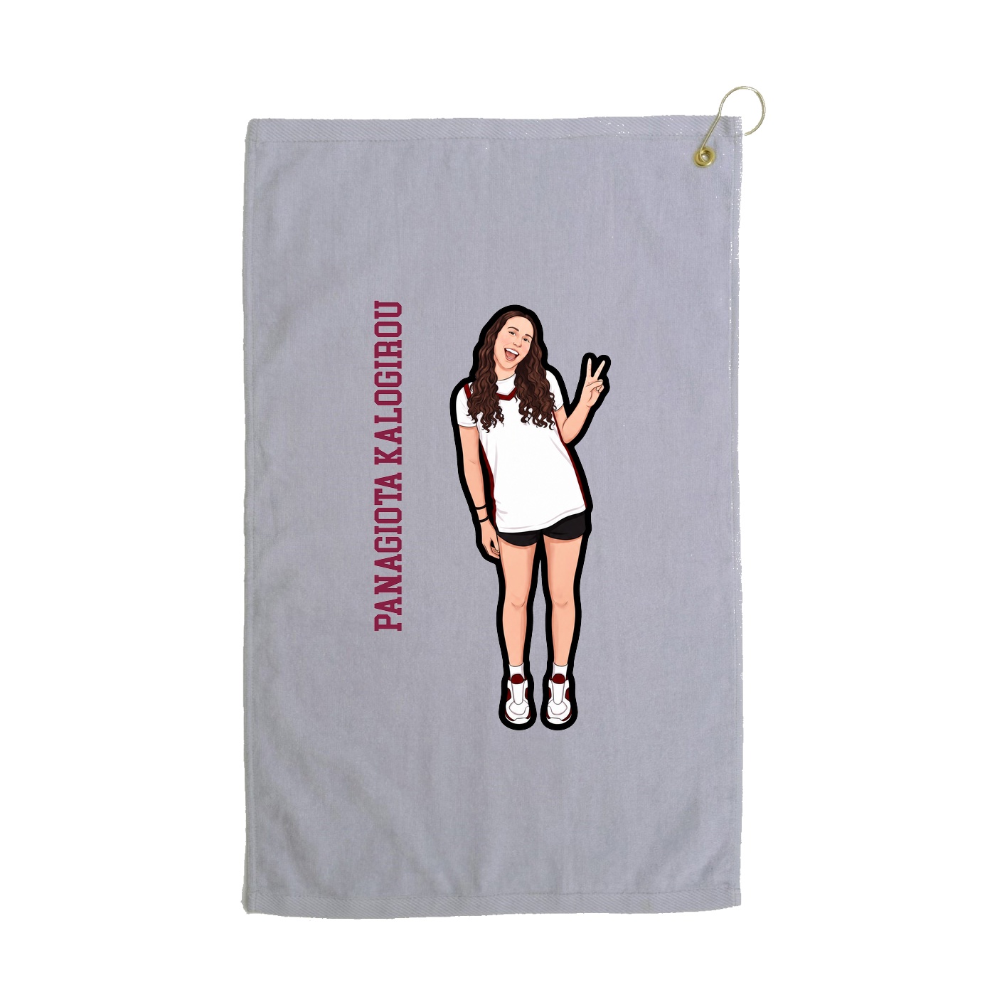 Golf Towel — Name Vertical in Grey