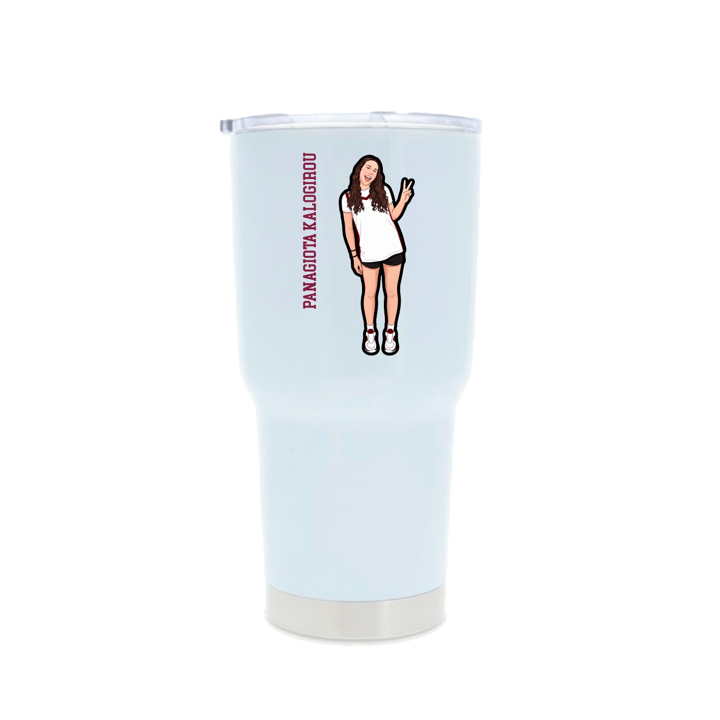 30oz Stainless Steel Tumbler — Name Vertical in White