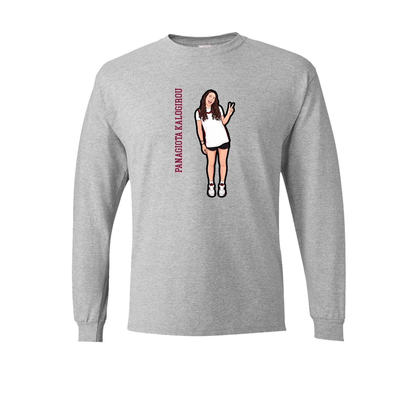Long Sleeve Tee — Name Vertical in Grey