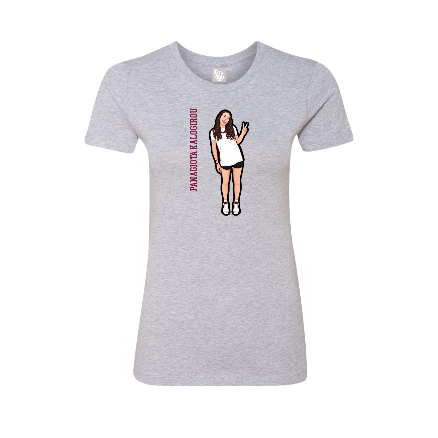 Fitted Women's Tee — Name Vertical in Grey