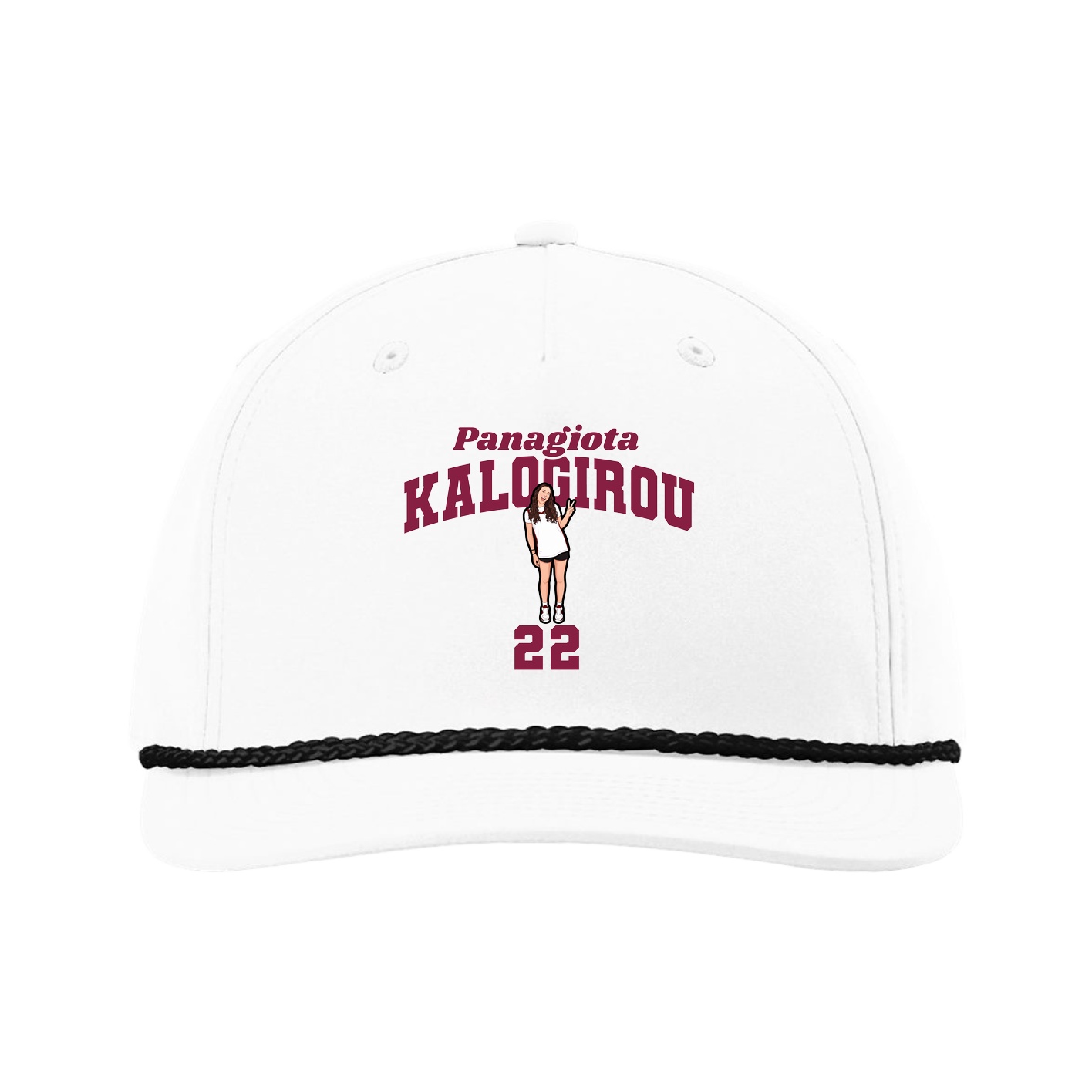 Five-Panel Classic Rope Cap — Signature Arch in White