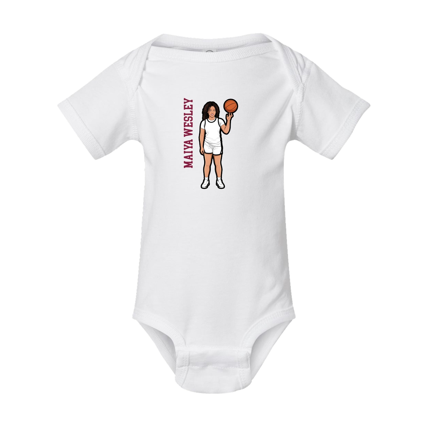 Baby Onesie — Name Vertical in White