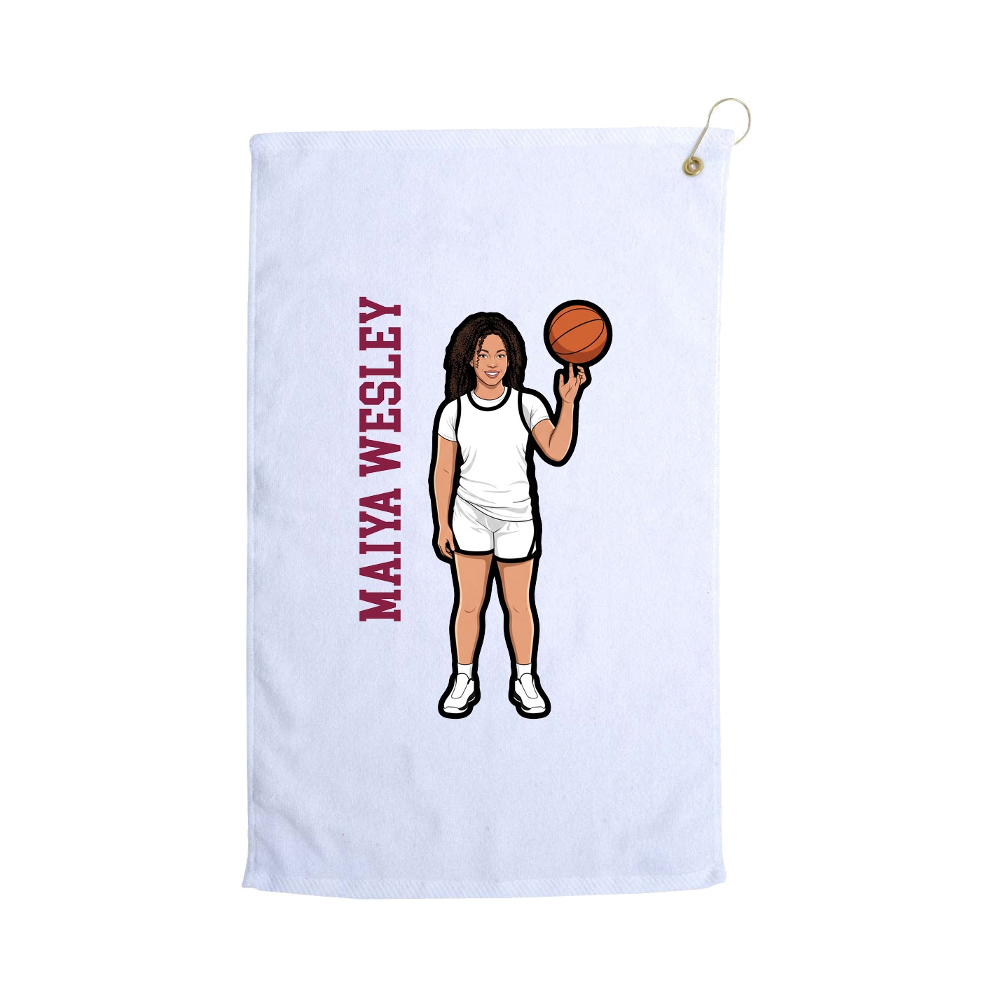 Golf Towel — Name Vertical in White