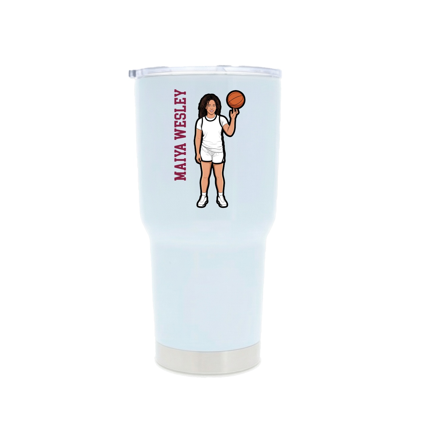 30oz Stainless Steel Tumbler — Name Vertical in White