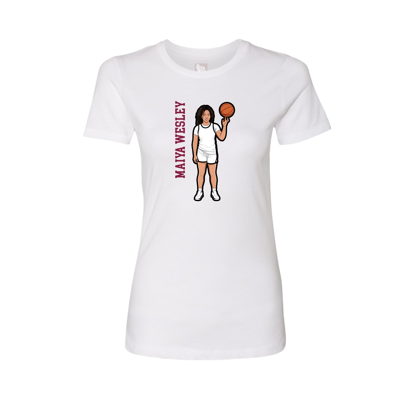Fitted Women's Tee — Name Vertical in White