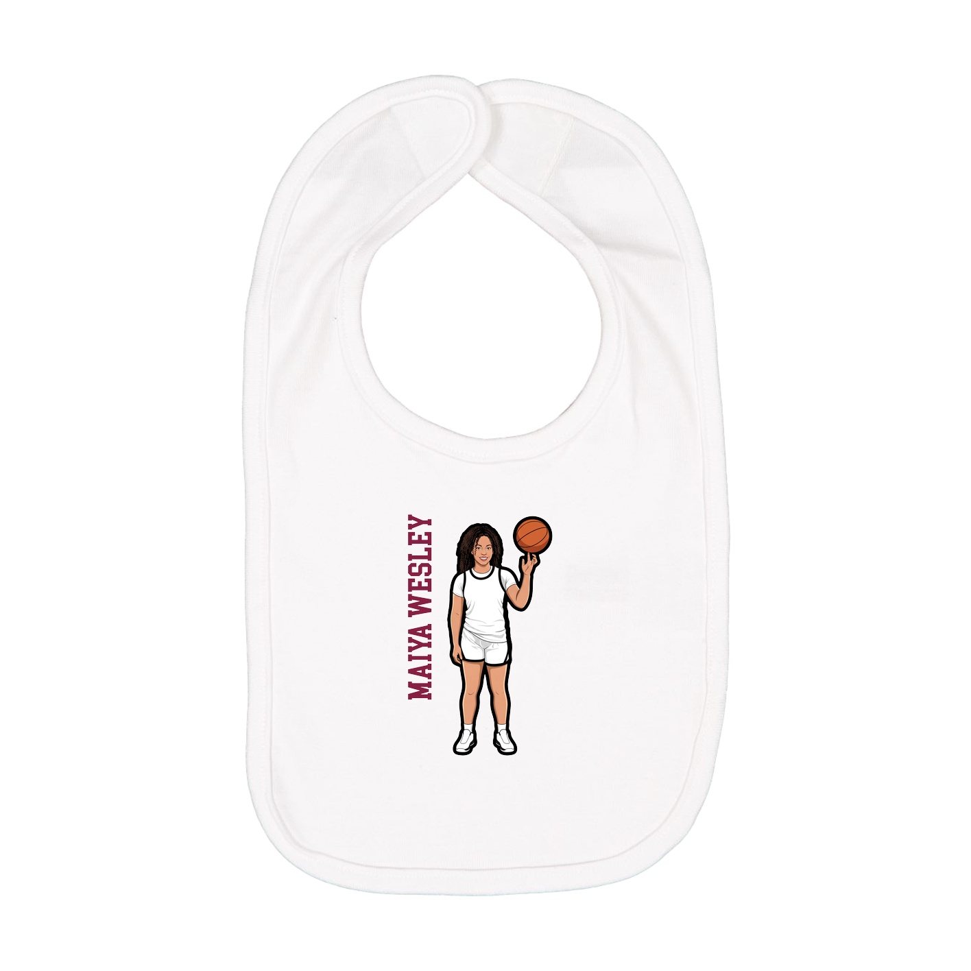 Infant Bib — Name Vertical in White