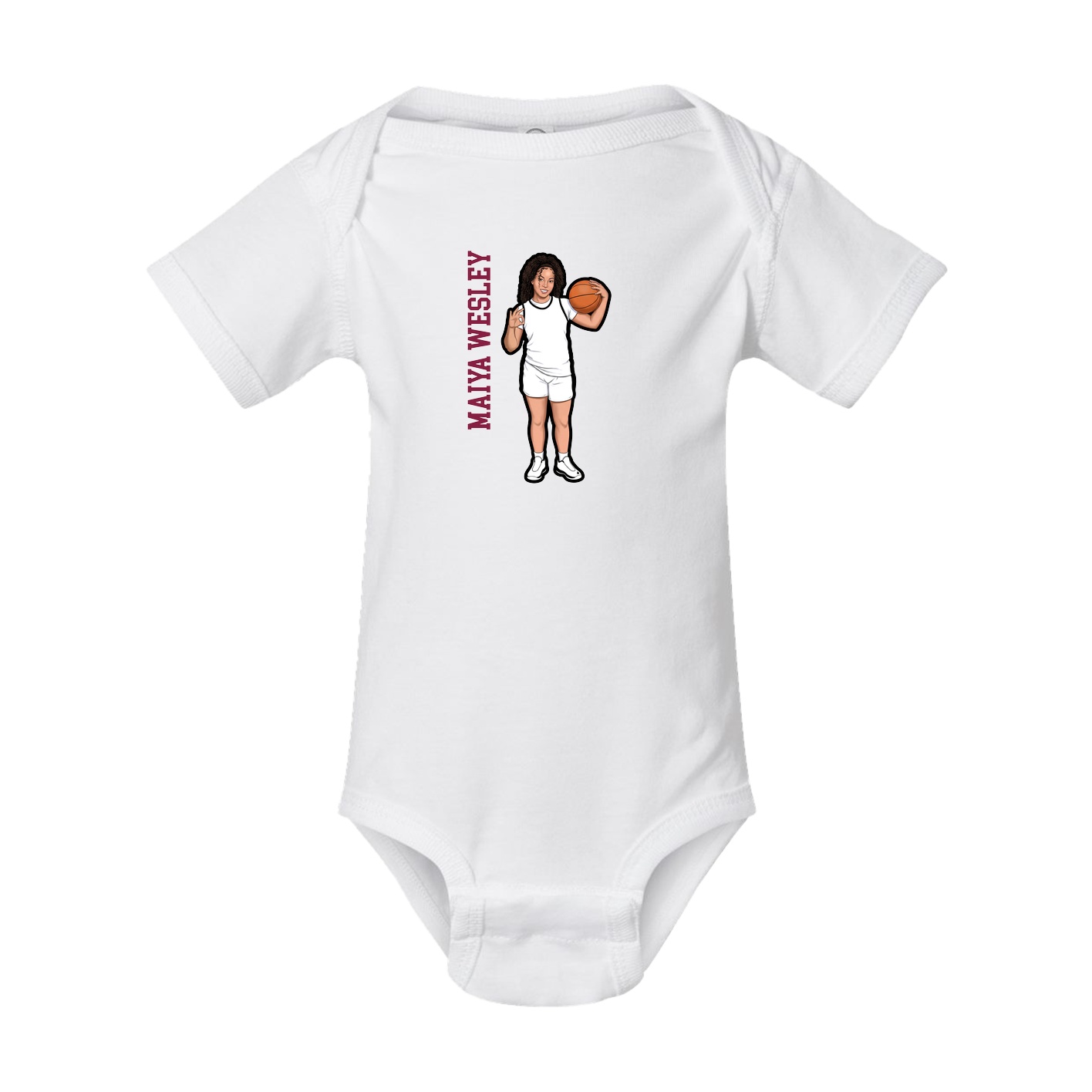 Baby Onesie — Name Vertical in White