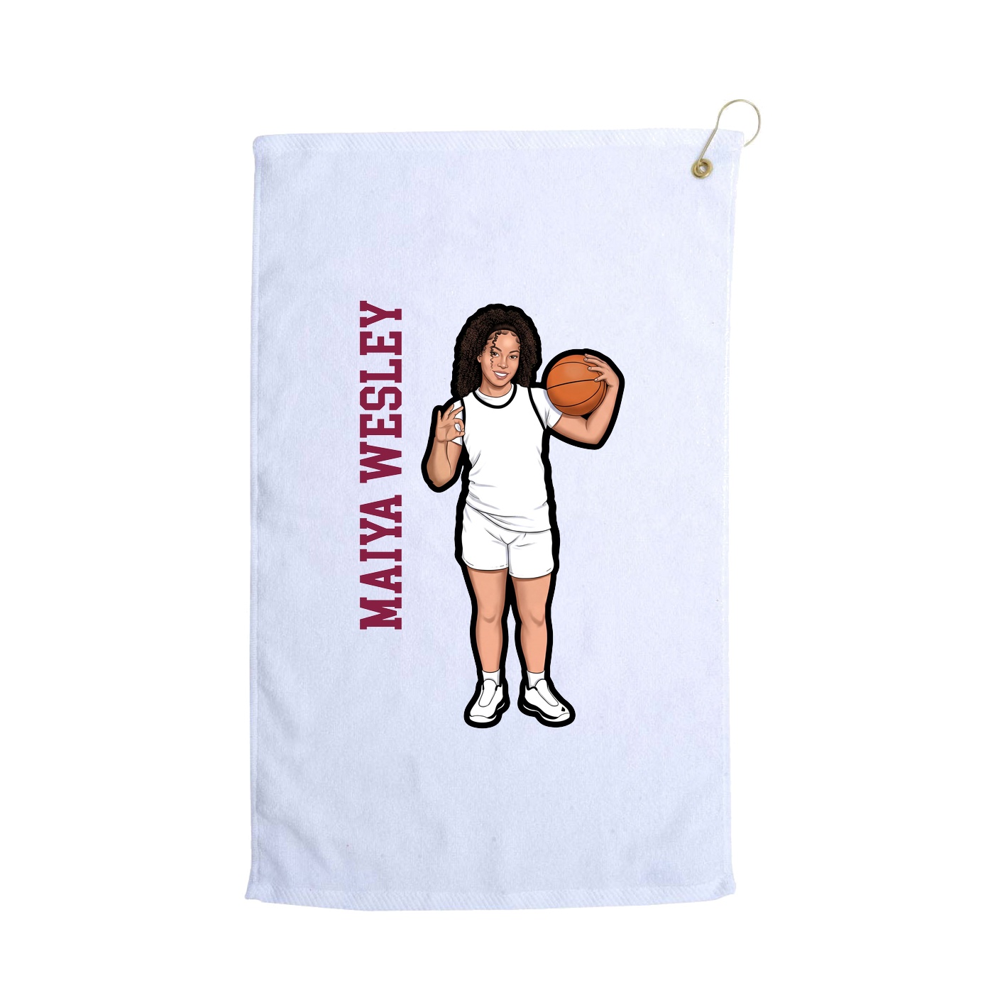 Golf Towel — Name Vertical in White